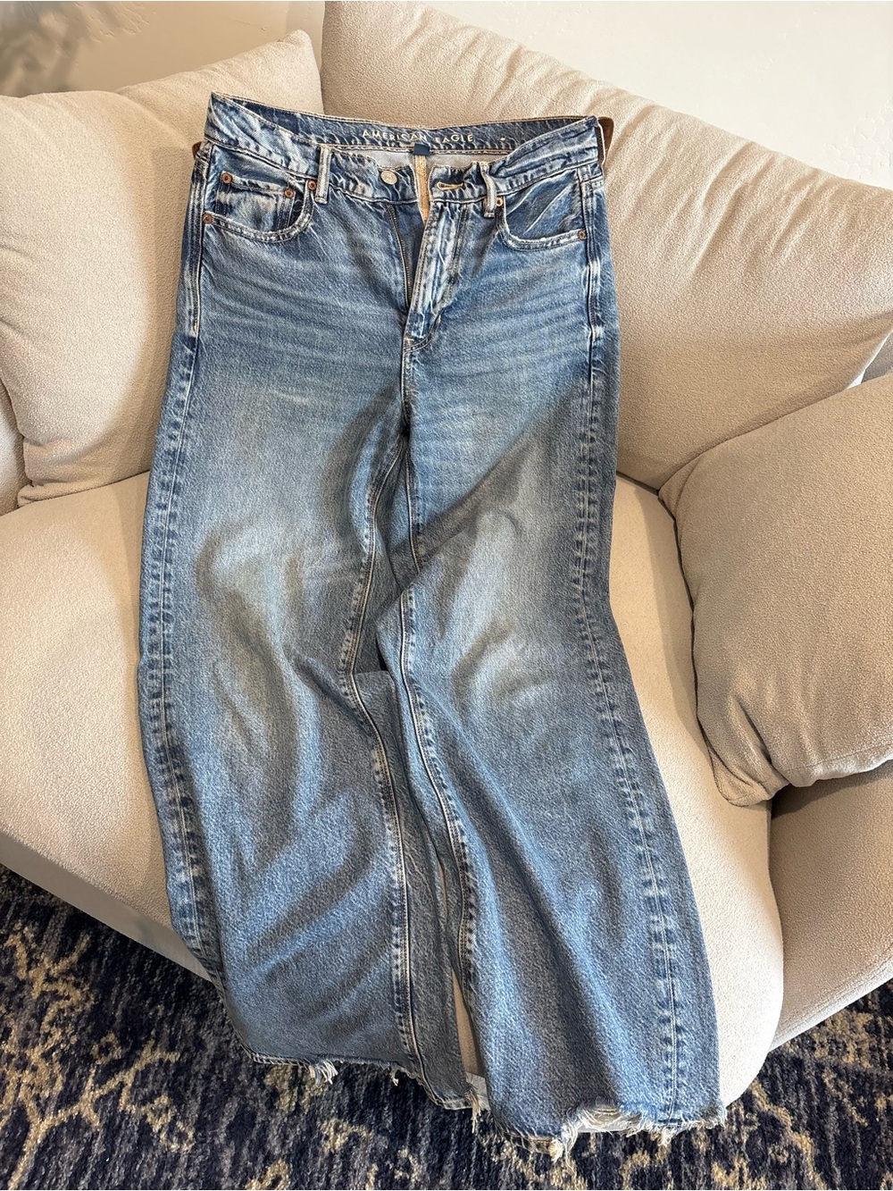 American Eagle Outfitters Light Blue Wide-Leg Denim Jeans